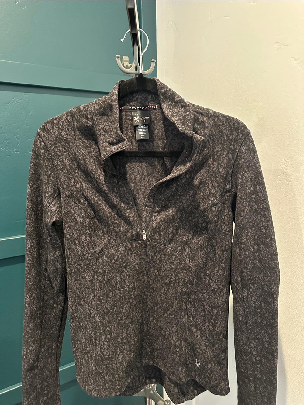 Spyder Black and Gray Marled Active Quarter-Zip Pullover